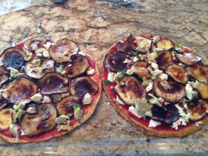 Eggplant, Artichoke, Goat Cheeze Pizza