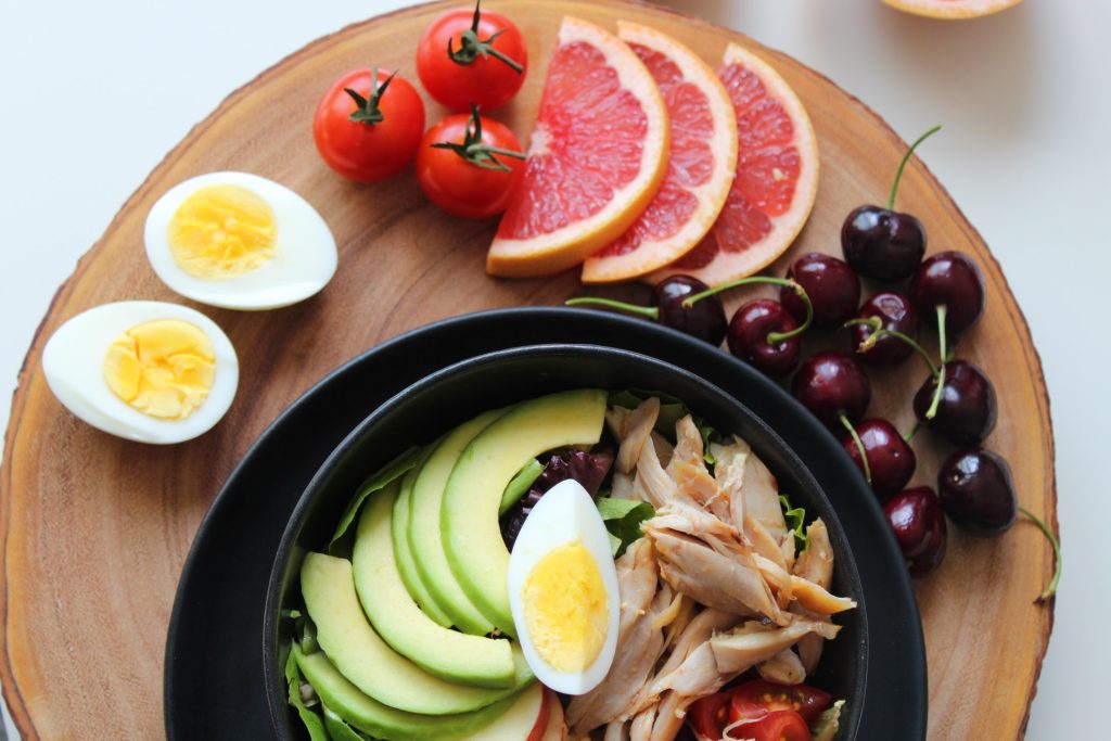 Cardiograph with heart bowl of food